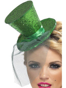 Fever Mini Top Hat Green Detachable Netting Headband Festive Costume Accessory 1