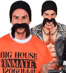 Inmate / Biker Set  Cap, Moustache 