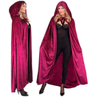 Burgundy Velvet Hooded Cape 140 Cm 
