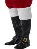Santa Boot Covers Adult Black with White Fur Tops Festive Accessory 1