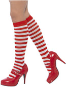 Striped Socks Long Red White Adult Xmas Costume Accessory 1