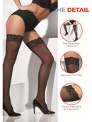 Sheer Hold Ups Black Lace Tops with Silicone Adult Costume Accessory 2