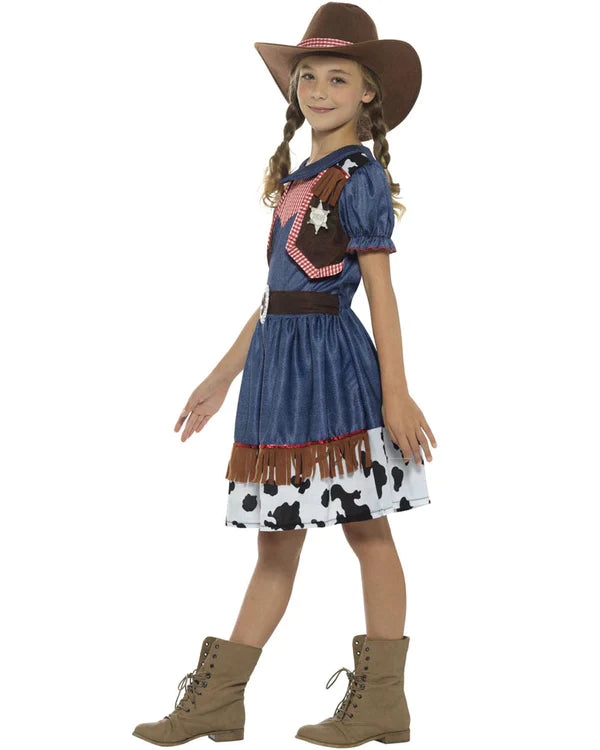 Texan Cowgirl Kids Costume Wild West Blue 7 MAD Fancy Dress