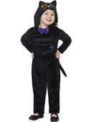 Cat Toddler Costume Black Hooded Jumpsuit with 3D Printed Eyes 1