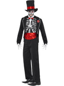 Mens Day Of The Dead Costume Black Jacket Mock Shirt Front Hat Gloves 4