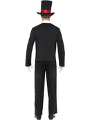 Mens Day Of The Dead Costume Black Jacket Mock Shirt Front Hat Gloves 3