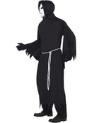 Grim Reaper Costume Adult Black Hooded Robe White Mask and Belt 2