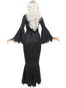 Midnight Vamp Costume Ladies Long Black Dress with Ragged Sleeves and Bottom Trim 4