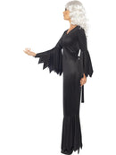 Midnight Vamp Costume Ladies Long Black Dress with Ragged Sleeves and Bottom Trim 2