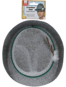 German Trenker Hat Grey with Feather Green Braiding Adult Costume Accessory 3