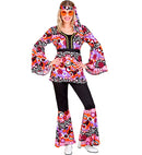 The 70S Groovy Style - Pink Tiny  Bubbles  Shirt, Pants, Headband 