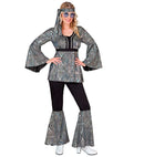The 70S Disco Style - Silver Waves  Shirt, Pants, Headband 