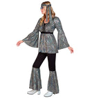 The 70S Disco Style - Silver Waves  Shirt, Pants, Headband 