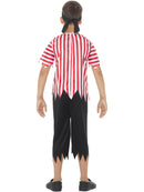 Jolly Pirate Boy Costume Kids Red Whte Top Black Trousers Bandana and Eyepatch 3