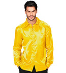 Satin Yellow 70S Disco Shirt