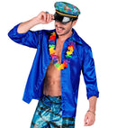 Satin Blue 70S Disco Shirt
