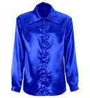 Satin Blue 70S Disco Shirt