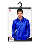 Satin Blue 70S Disco Shirt