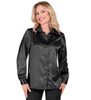 Satin Black 70S Disco Shirt