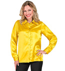 Satin Yellow 70S Disco Shirt