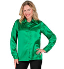 Satin Green 70S Disco Shirt