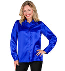 Satin Blue 70S Disco Shirt
