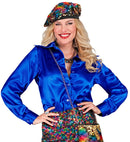 Satin Blue 70S Disco Shirt