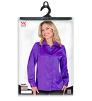 Satin Purple 70S Disco Shirt