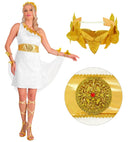 Greek Goddess  Dress With Belt & Cape With Cuffs, Laurel Headwreath 