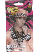 Large Dollar Sign Medallion Gold Coloured Chain Pimp Costume Accessory 2