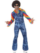 Groovier Dancer Costume Adult Blue Disco Jumpsuit 1