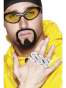 3 In 1 Dollar Rapper Ring Silver Adult Costume Accessory 1