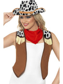 Instant Kit Wild West Brown White Waistcoat Red Neck Scarf and Hat 1
