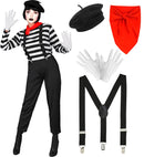 Mime  Shirt, Pants, Braces, Neckscarf, Gloves, Hat  