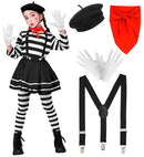 Mime  Shirt, Skirt, Braces, Neckscarf, Gloves, Hat  