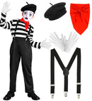 Mime  Shirt, Pants, Braces, Neckscarf, Gloves, Hat  