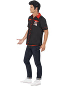 50s Bowling Shirt Black with Strike It Lucky Motifs Adult Costume Accessory 2