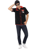 50s Bowling Shirt Black with Strike It Lucky Motifs Adult Costume Accessory 1