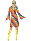 70s Rainbow Hippie Costume Ladies Dress and Headband 3