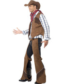 Fringe Cowboy Costume Adult Brown Waistcoat Chaps Hat and Red Neckerchief 3