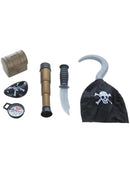 Pirate Set with Compass Plastic Hook Knife Eyepatch Telescope Chest Costume Accessory 1