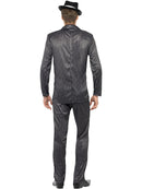Gangster Costume Adult Black White Pinstripe Jacket and Trousers Shirt Front and Tie 3