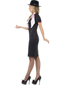 Gangsters Moll Costume Adult Black White Pencil Dress and Pink Scarf 2