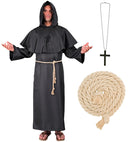 Dark Monk  Robe, Hood, Belt, Cross Necklace 