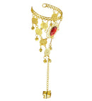 Finger Wrist Gold Coin Bracelet With Gem