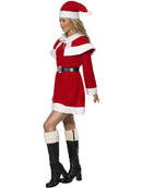 Miss Santa Fleece Costume Adult Red White Dress Cape Hat and Black Belt 2