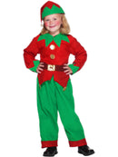 Elf Costume Kids Red Green Top Green Trousers Hat with Bell 2