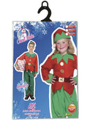 Elf Costume Kids Red Green Top Green Trousers Hat with Bell 3