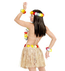 Hawaiian Set  Hula Skirt With Flower Belt, Flower Lei, Crown, 2 Bracelets 
