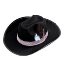 Cowboy Hat With Feathers Black -Felt